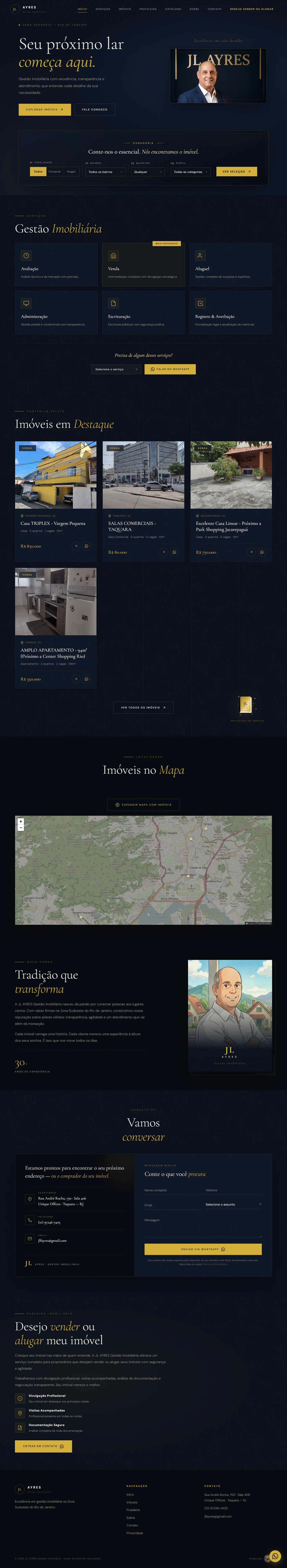 Site da JL Ayres Gestão Imobiliária, desenvolvido pela WebForge