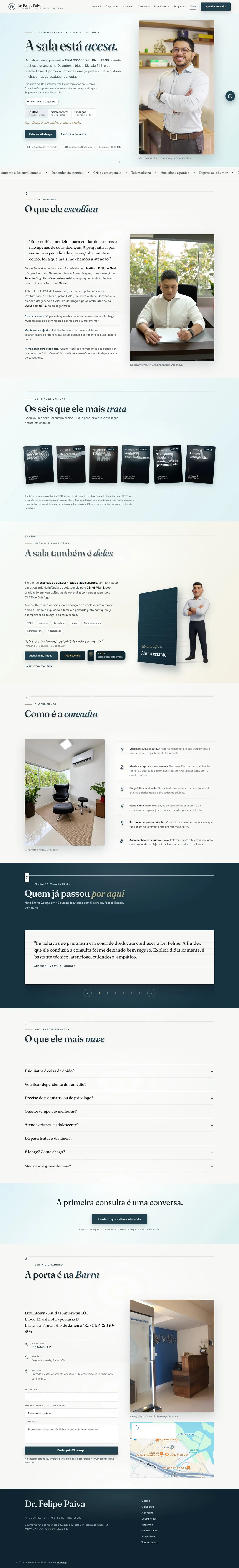 Site do Dr. Felipe Paiva, psiquiatra na Barra da Tijuca, desenvolvido pela WebForge